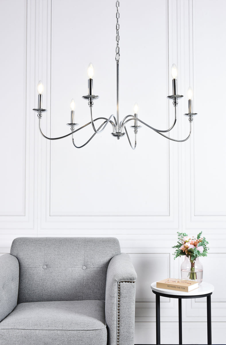 Rohan 6 lights polished nickel chandelier