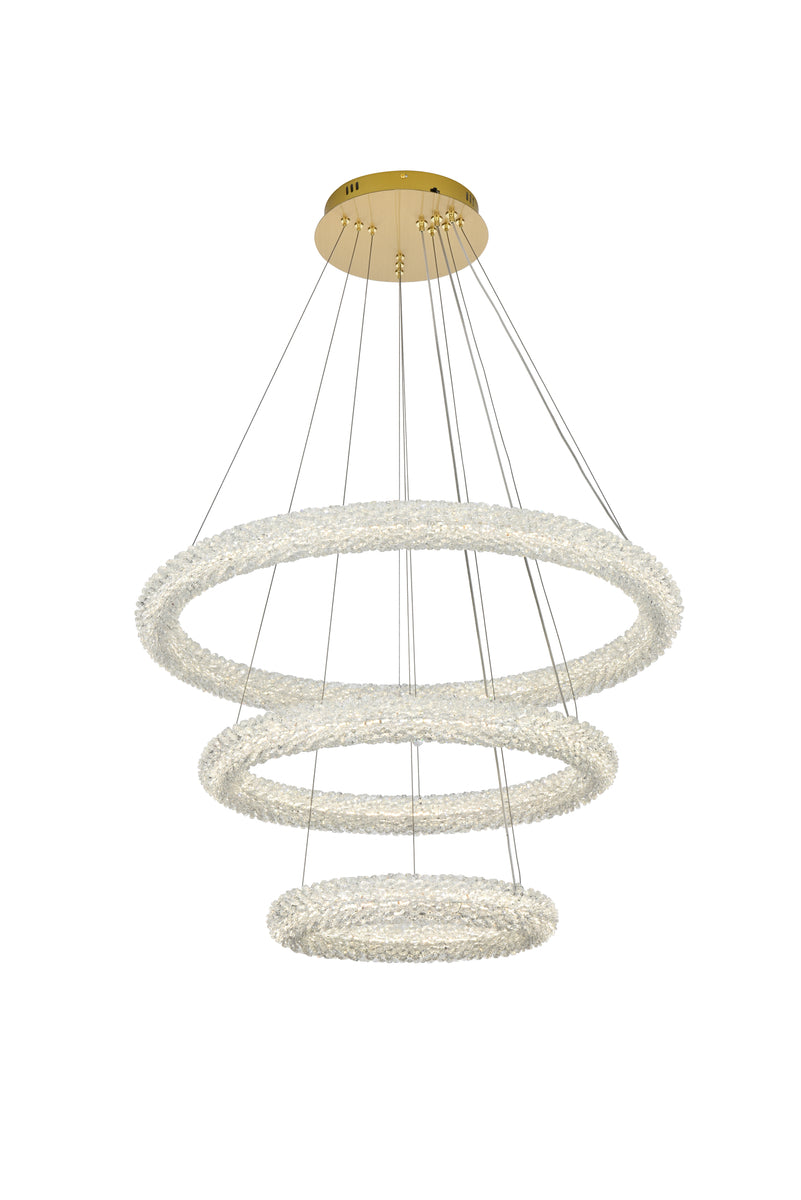 Bowen 32 inch Adjustable LED Chandelier in Satin Gold