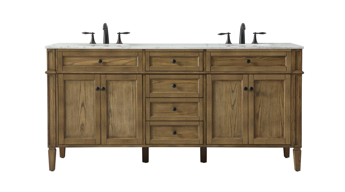 72 inch double bathroom vanity in driftwood