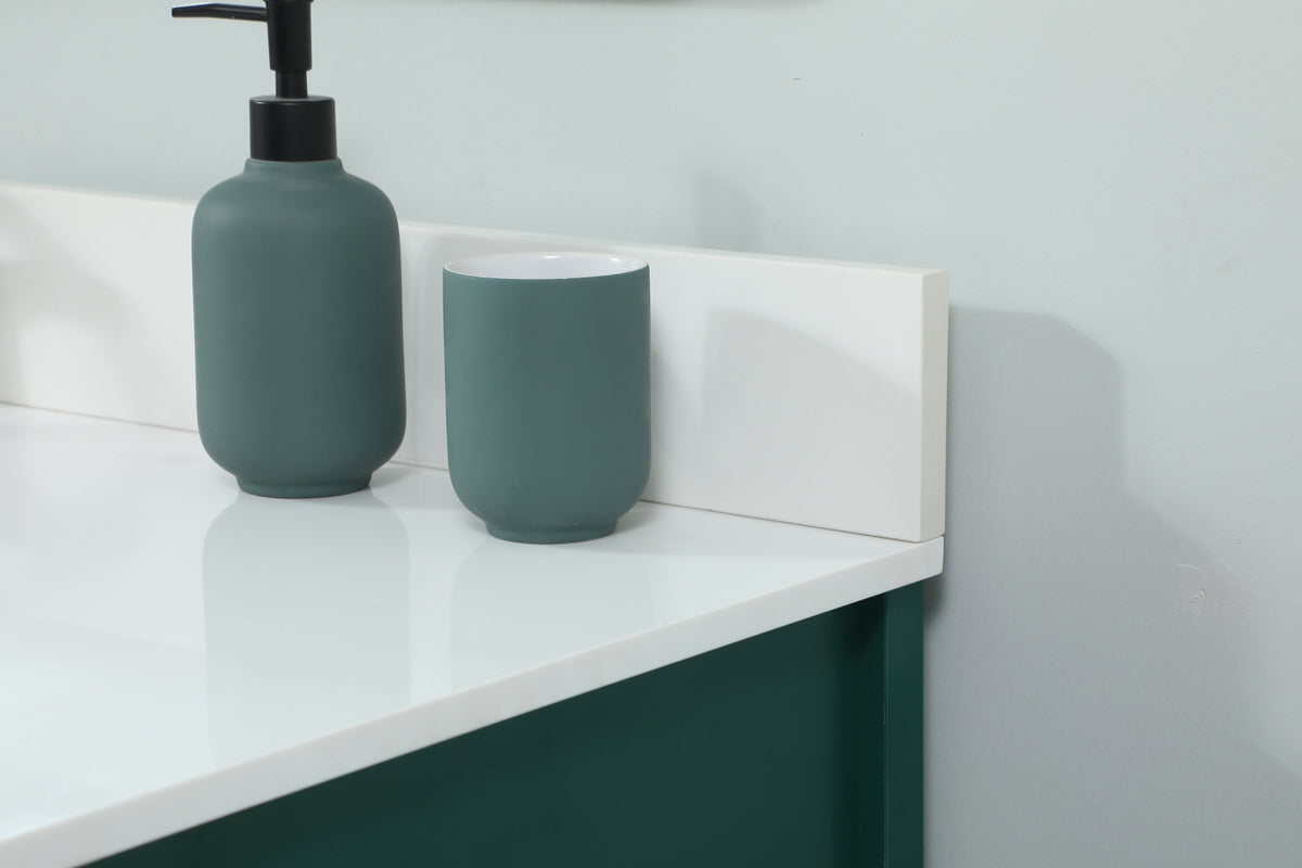 36 inch Single bathroom vanity in green with backsplash