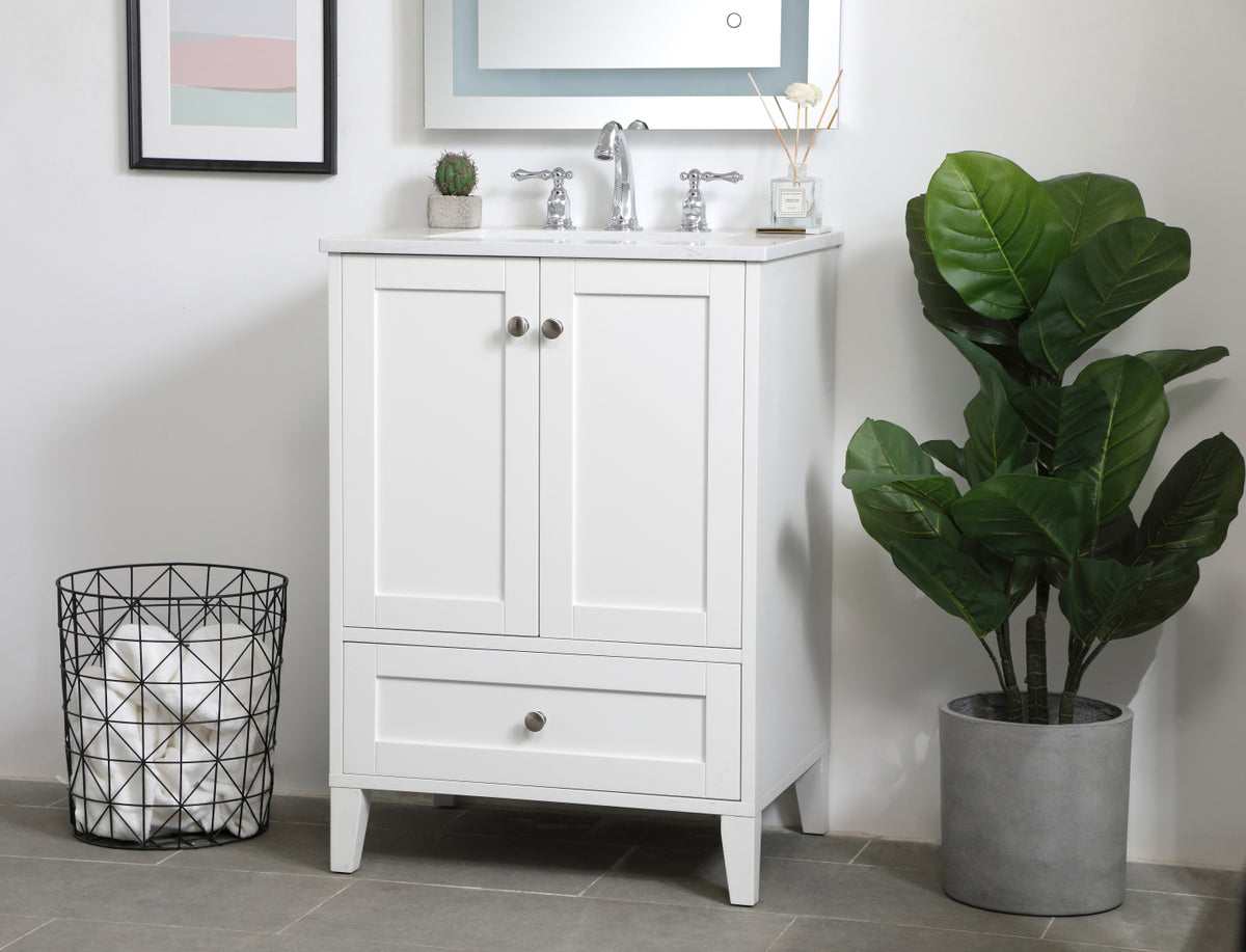 24 inch Single Bathroom Vanity in White