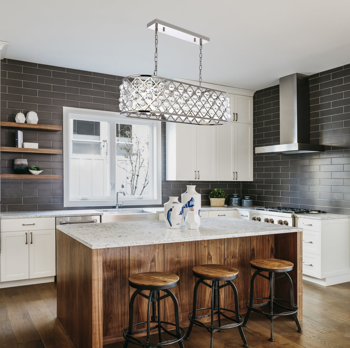 Madison 6 light polished Nickel Chandelier Clear Royal Cut Crystal