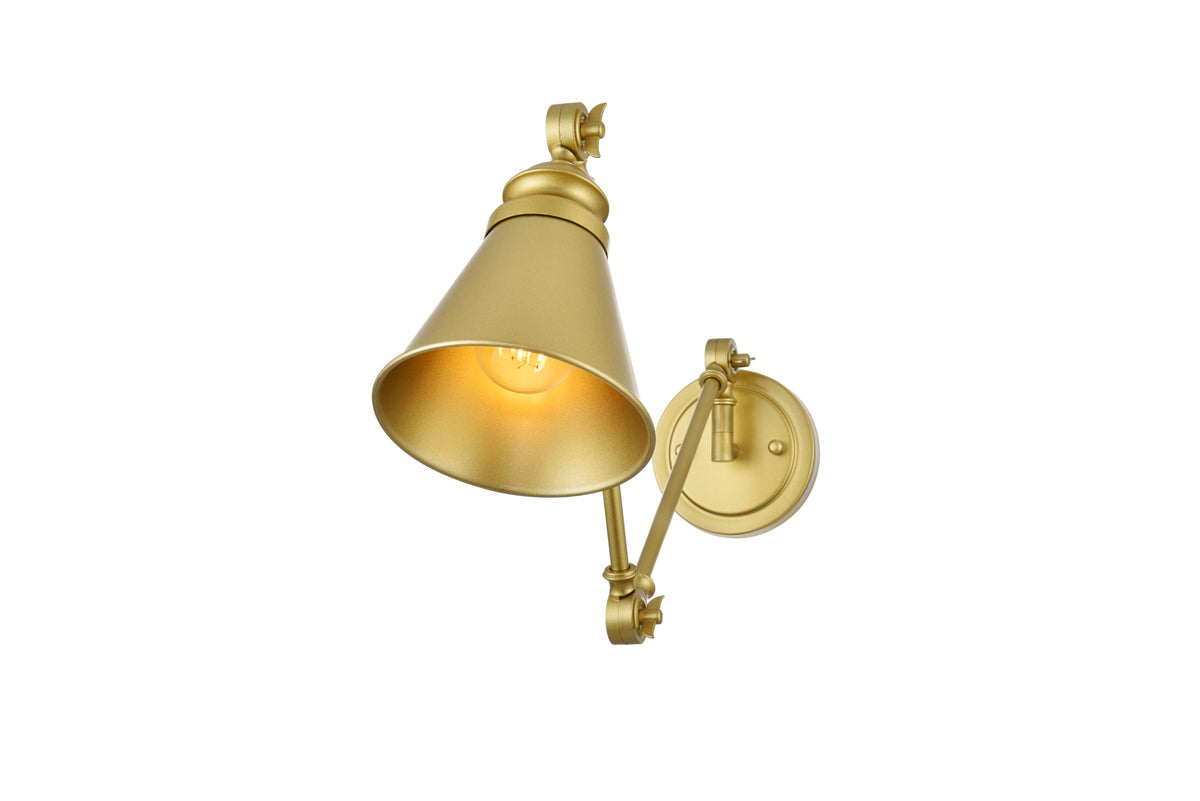 Ledger 1 light Brass swing arm wall sconce