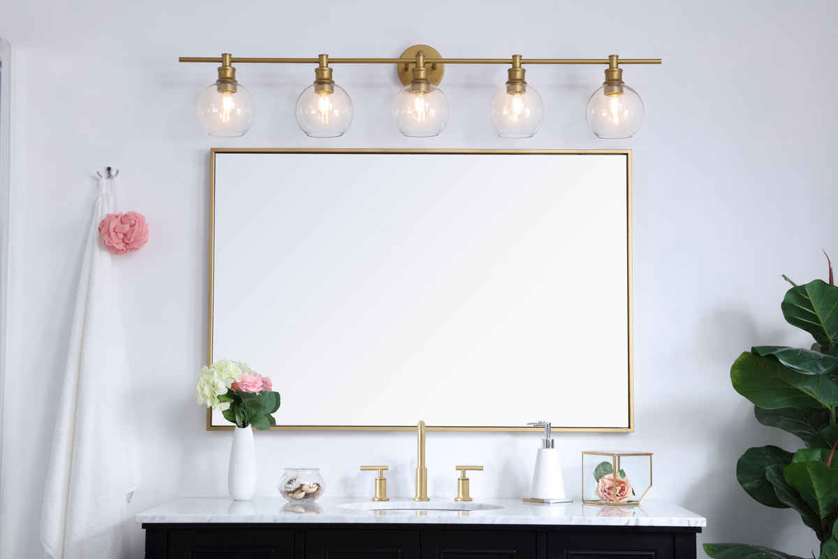Collier 5 light Brass and Clear glass Wall sconce