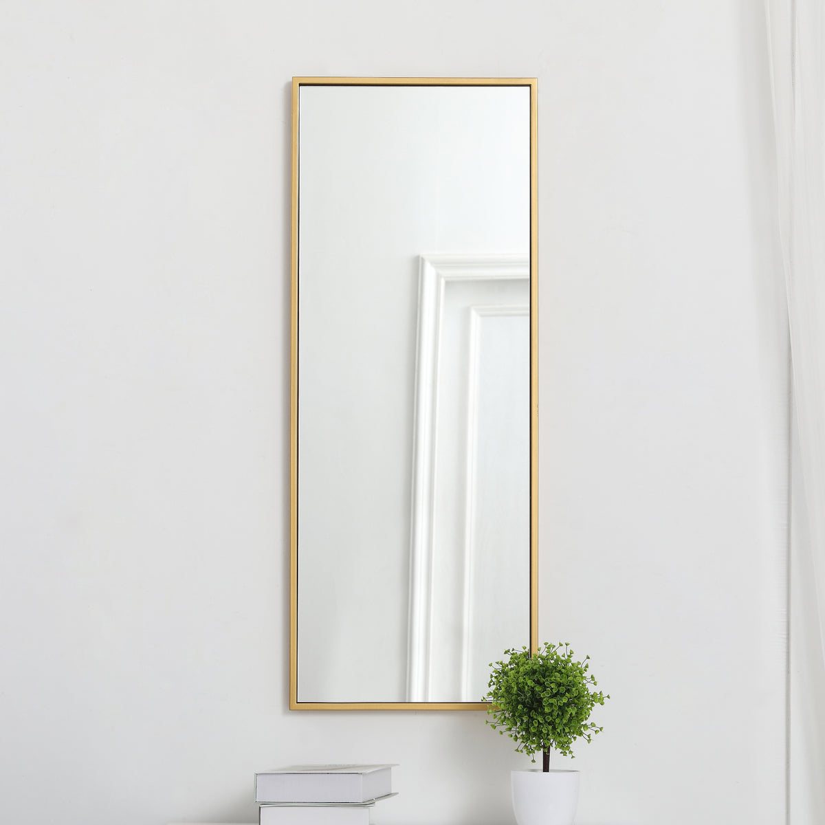 Metal frame rectangle mirror 14 inch in Brass