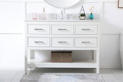 48 inch Single bathroom vanity in white with backsplash