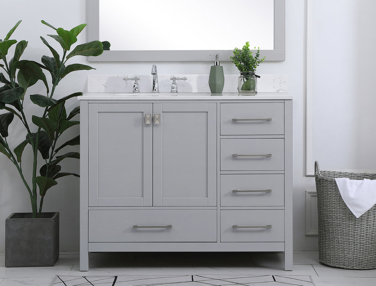 42 inch Single Bathroom Vanity in Gray with Backsplash