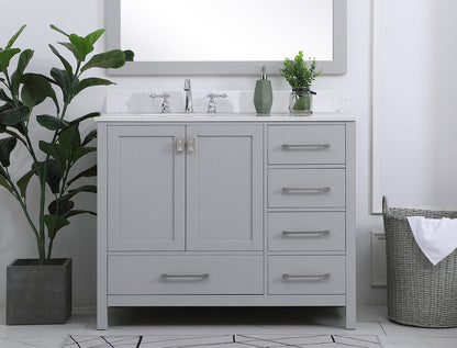 42 inch Single Bathroom Vanity in Gray with Backsplash