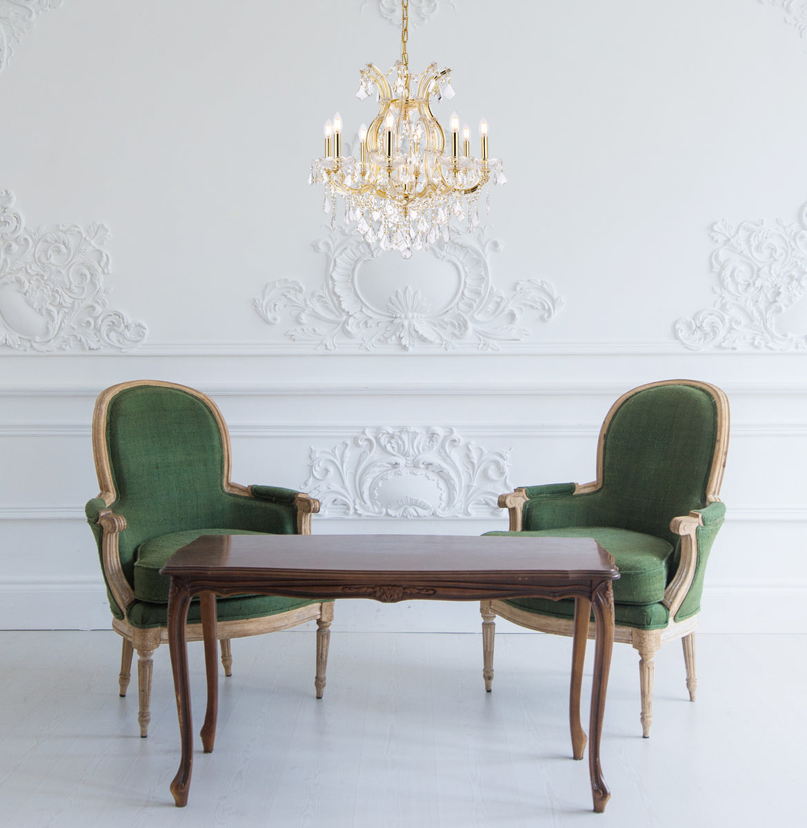 Maria Theresa 9 light Gold Chandelier Clear Royal Cut Crystal