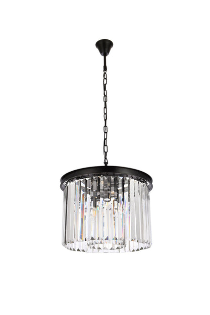 Sydney 6 light Matte Black Pendant Clear Royal Cut Crystal