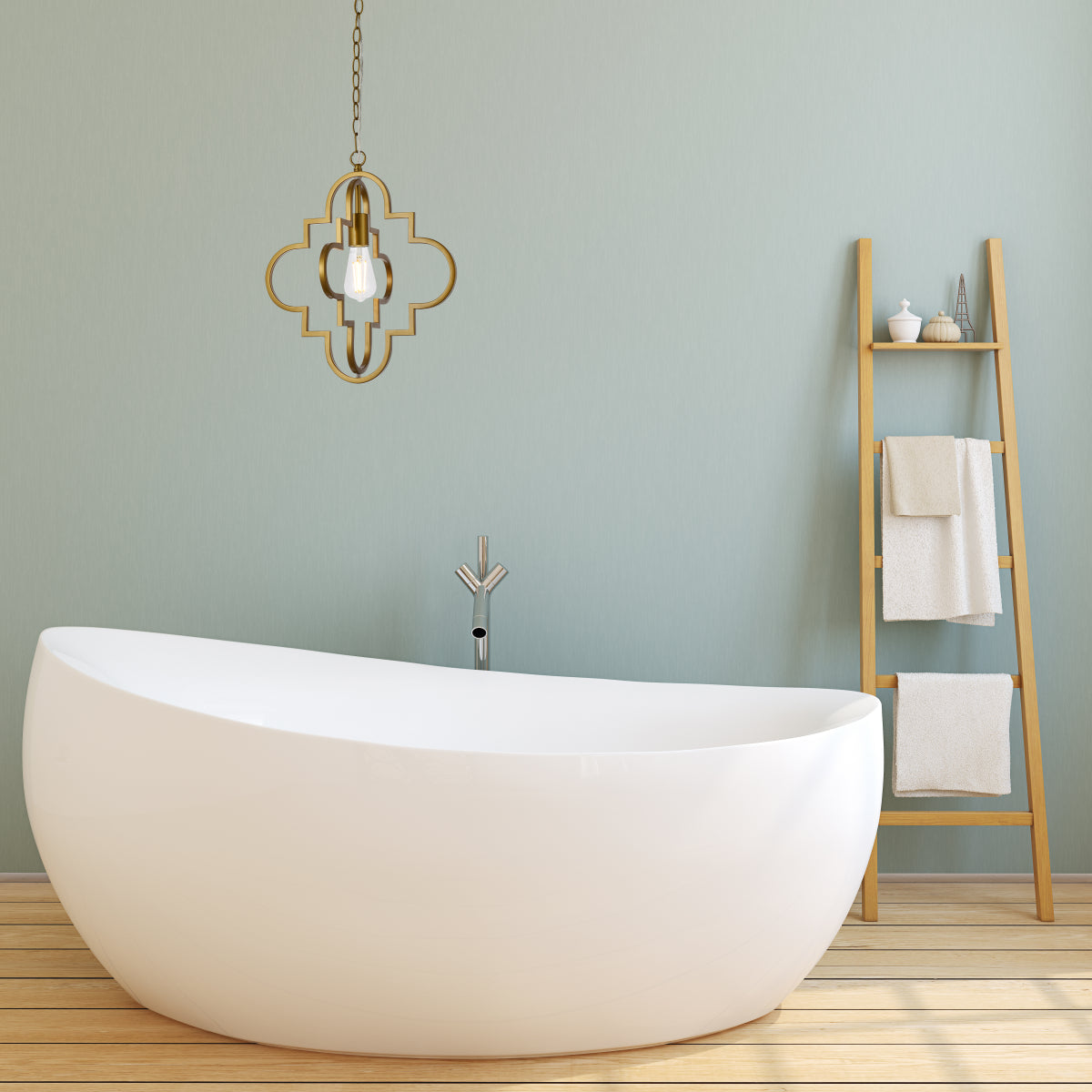 Sandara 1 light pendant in brass