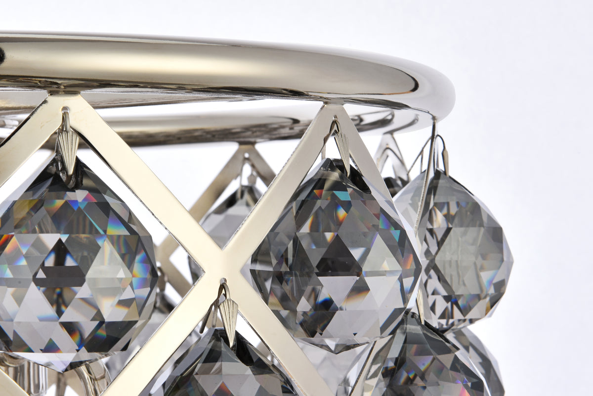 Madison 4 light polished nickel Pendant Silver Shade (Grey) Royal Cut Crystal