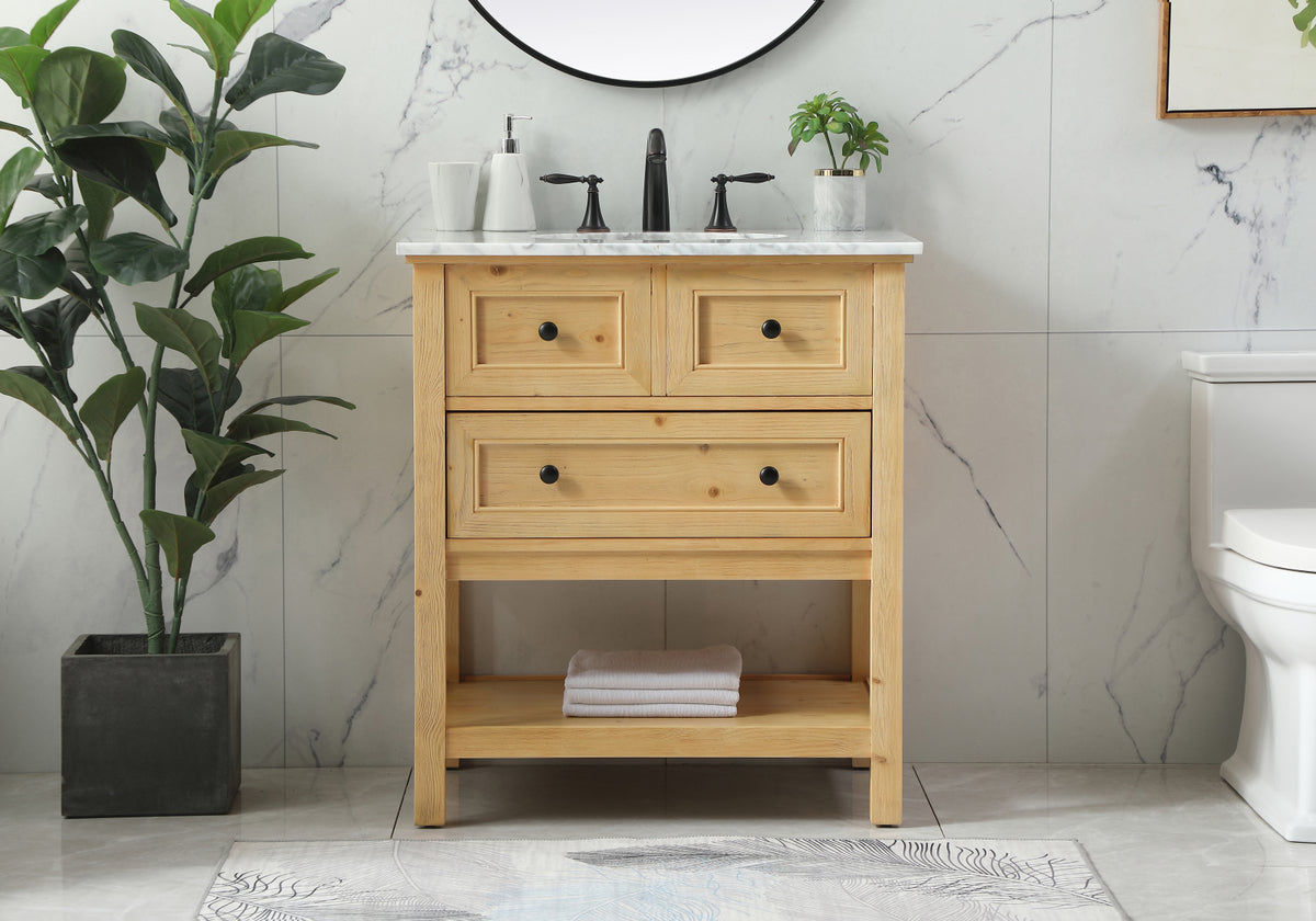 30 inch Single bathroom vanity in natural wood
