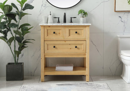 30 inch Single bathroom vanity in natural wood