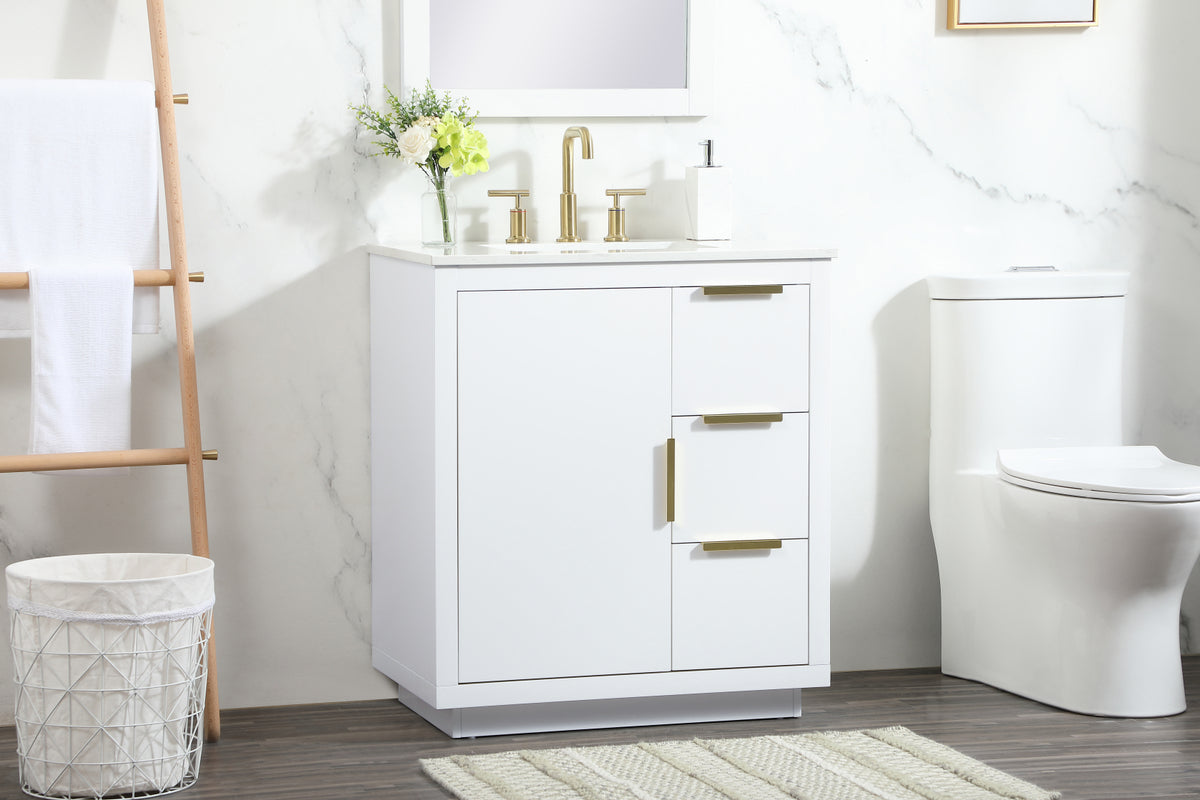 30 inch Single bathroom vanity in white