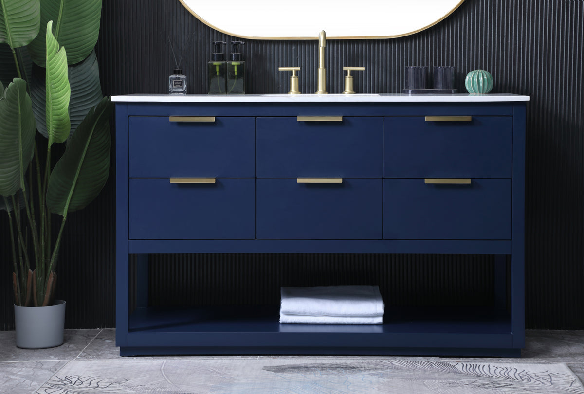 54 Inch SIngle Bathroom Vanity In Blue