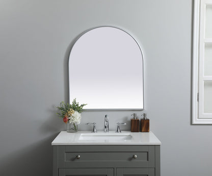 Metal Frame Arch Mirror 27x30 Inch in Silver
