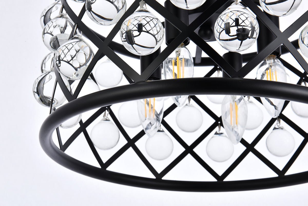 Madison 4 light Matte Black Pendant Clear Royal Cut Crystal