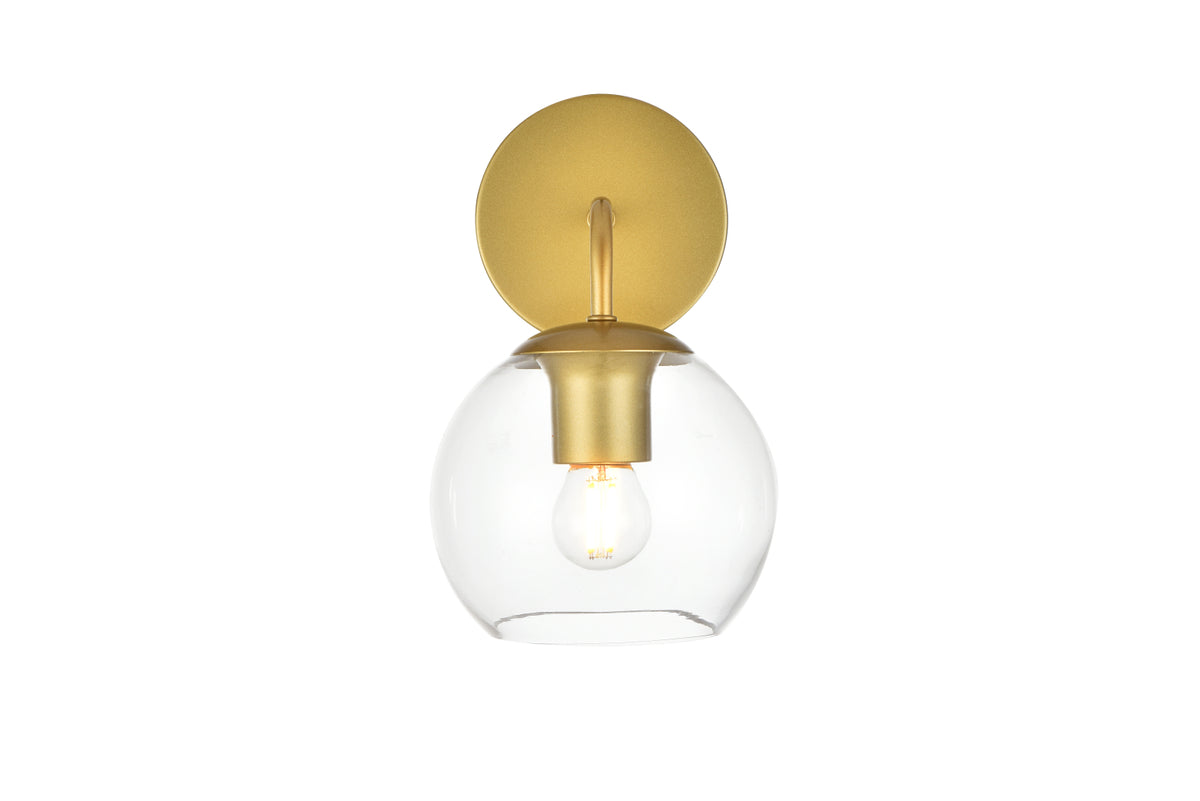 Genesis 1 light Brass and Clear Bath Sconce