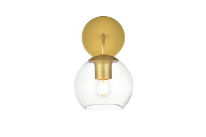 Genesis 1 light Brass and Clear Bath Sconce