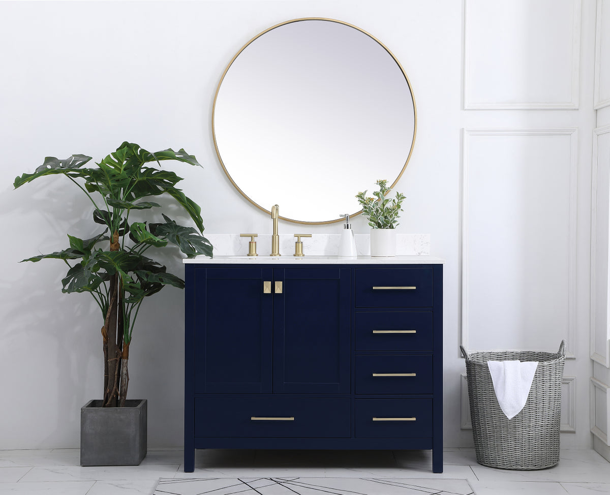 42 inch Single Bathroom Vanity in Blue with Backsplash