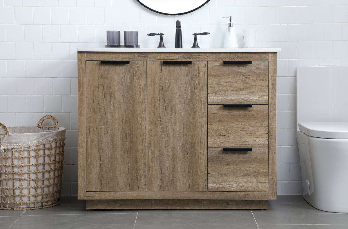 42 Inch SIngle Bathroom Vanity In Natural Oak