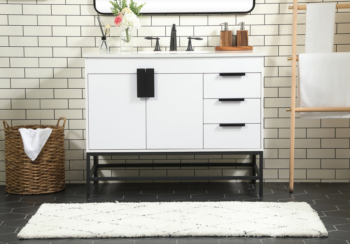 42 inch Single bathroom vanity in white