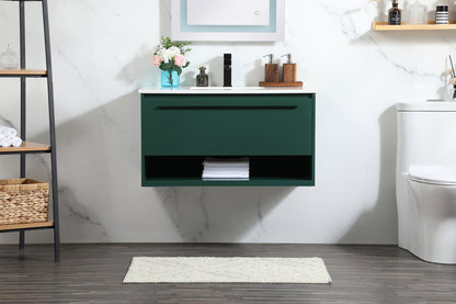 36 inch Single bathroom vanity in green