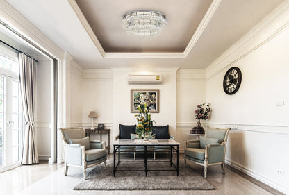 Monroe LED light Chrome Flush Mount Clear Royal Cut Crystal