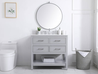 36 inch Single bathroom vanity in gray with backsplash
