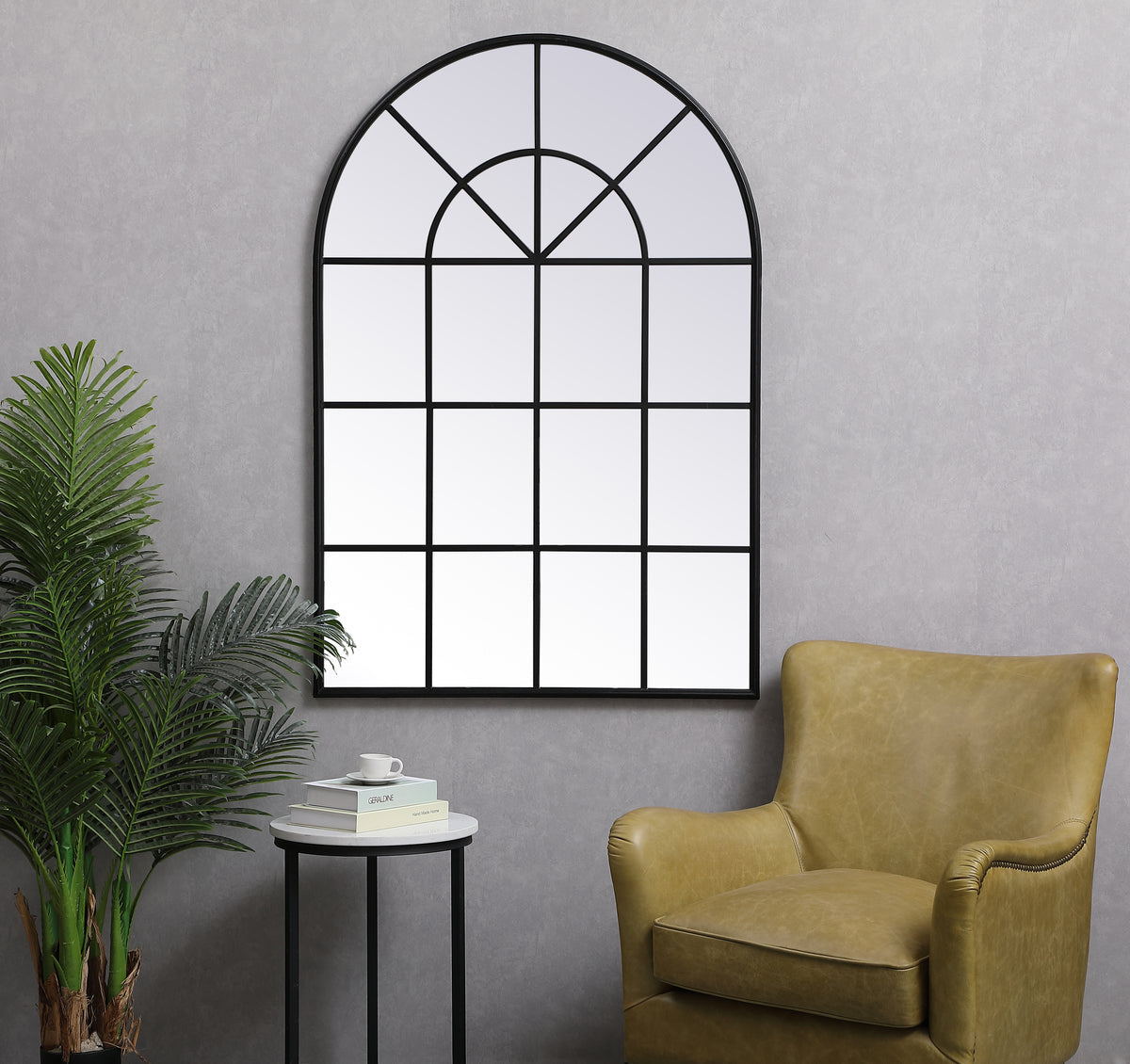 Metal windowpane mirror 36 inch x 53 inch in Black