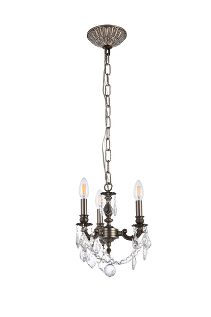 Lillie 3 light Pewter Pendant Clear Royal Cut Crystal