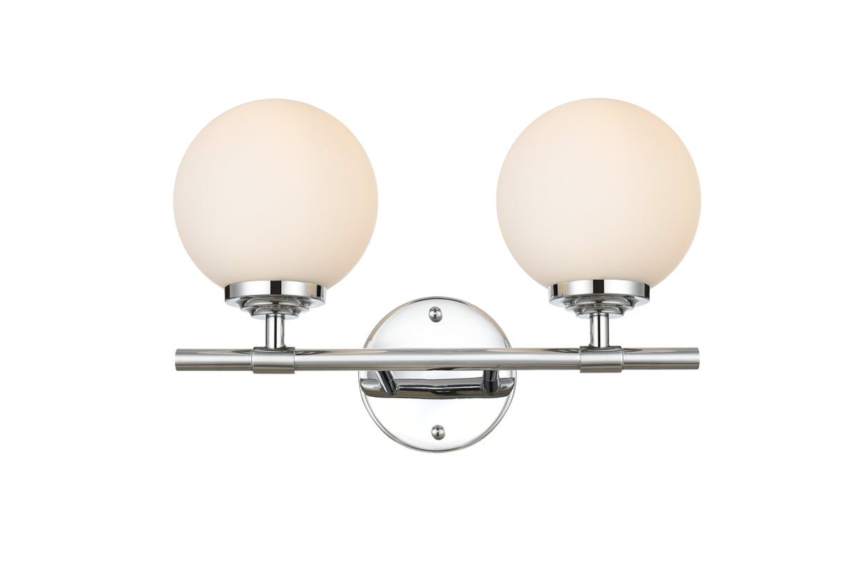 Ansley 2 light Chrome and frosted white Bath Sconce