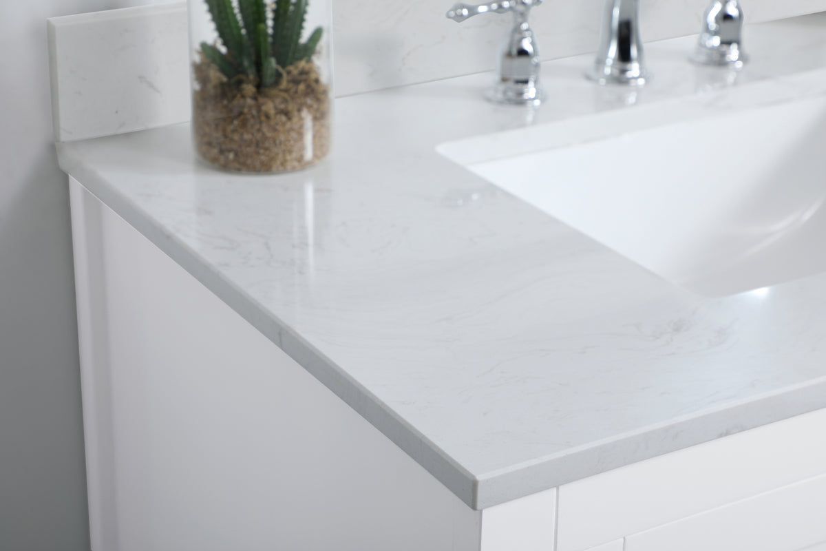 36 inch Single Bathroom Vanity in White with Backsplash