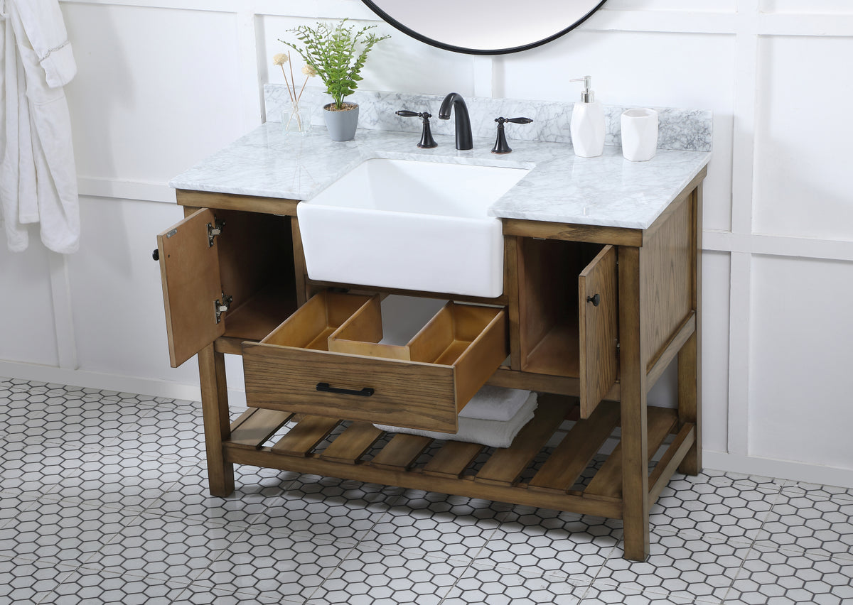48 inch Single bathroom vanity in driftwood with backsplash