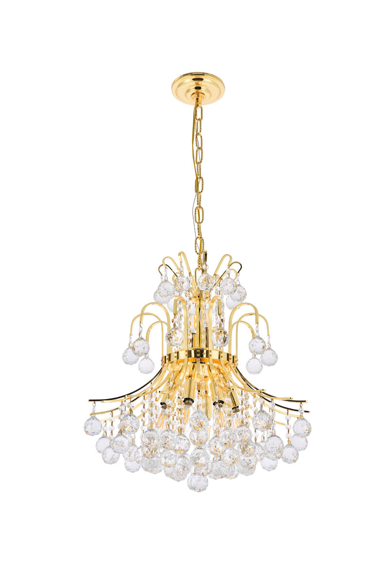 Toureg 10 light Gold Pendant Clear Royal Cut Crystal