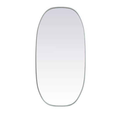 Metal Frame Oval Mirror 24x48 Inch in Silver