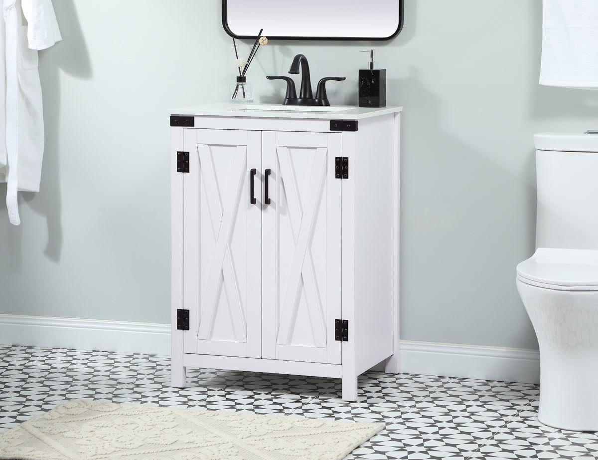 24 inch Single bathroom vanity in white