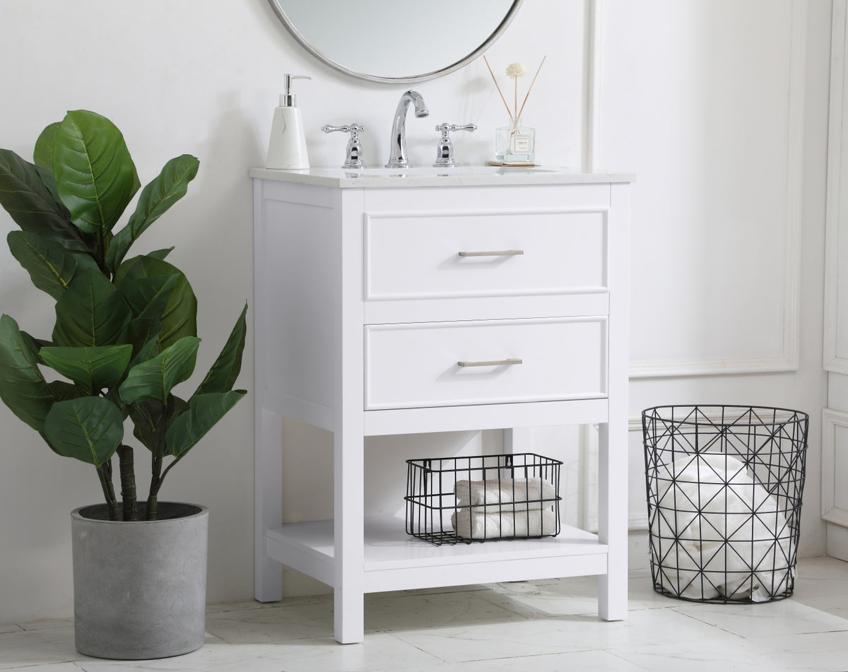 24 inch Single Bathroom Vanity in White