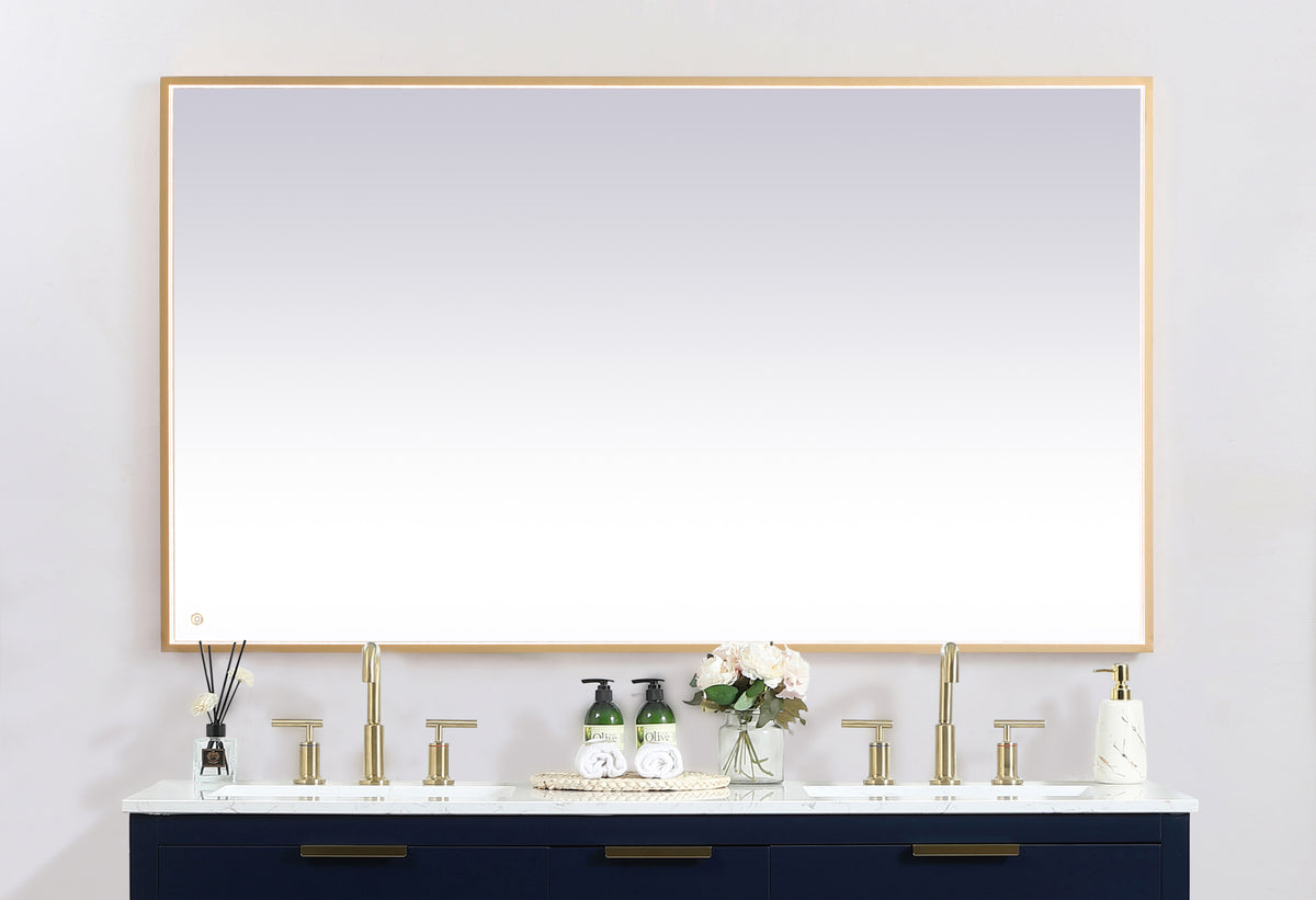 Pier 42x72 inch LED mirror with adjustable color temperature 3000K/4200K/6400K in brass