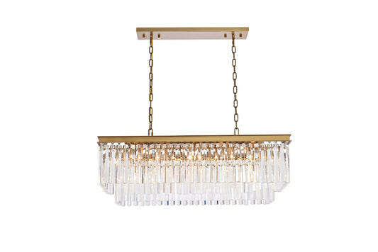 Sydney 40 inch rectangle crystal chandelier in satin gold