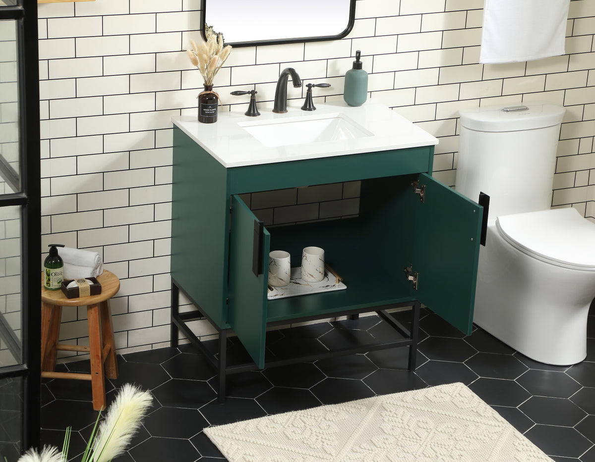 30 inch Single bathroom vanity in green