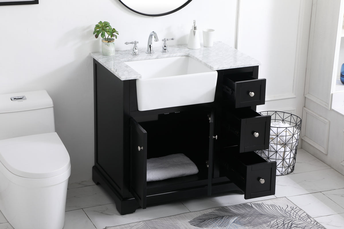 36 inch Single bathroom vanity in black