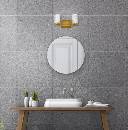 Cassie 2 lights bath sconce in brass with clear shade