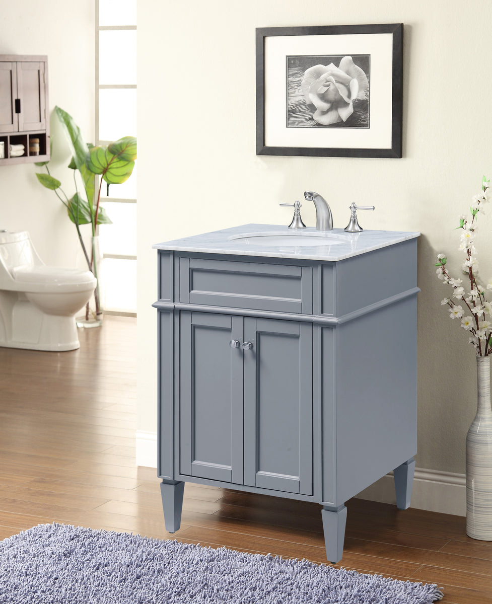 24 In. Single Bathroom Vanity Set In Grey