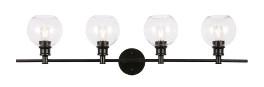 Collier 4 light Black and Clear glass Wall sconce