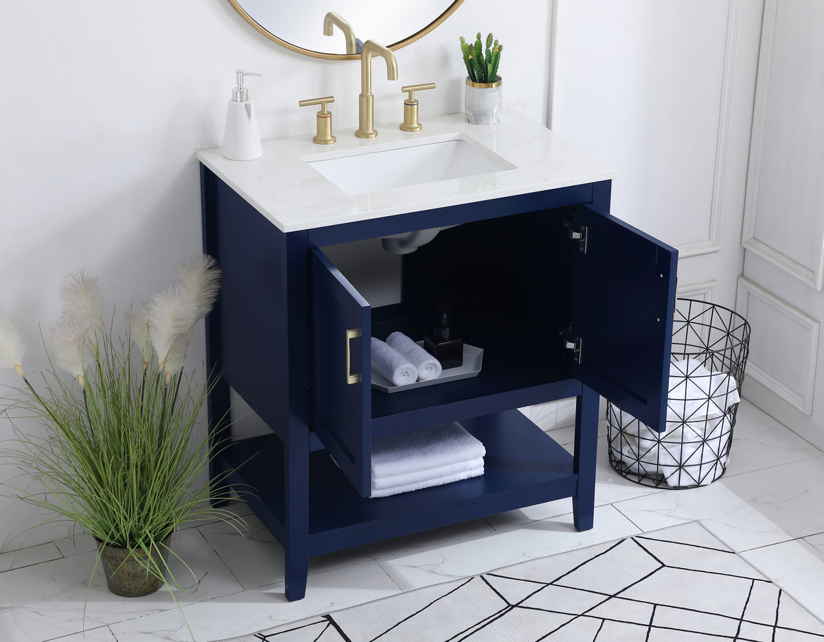 30 inch Single Bathroom Vanity in Blue