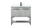 36 inch Single bathroom vanity in concrete grey with backsplash