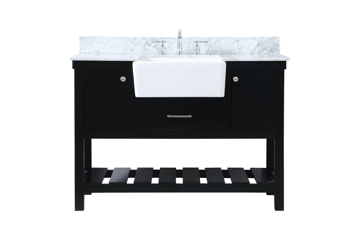 48 inch Single bathroom vanity in black with backsplash