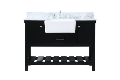 48 inch Single bathroom vanity in black with backsplash